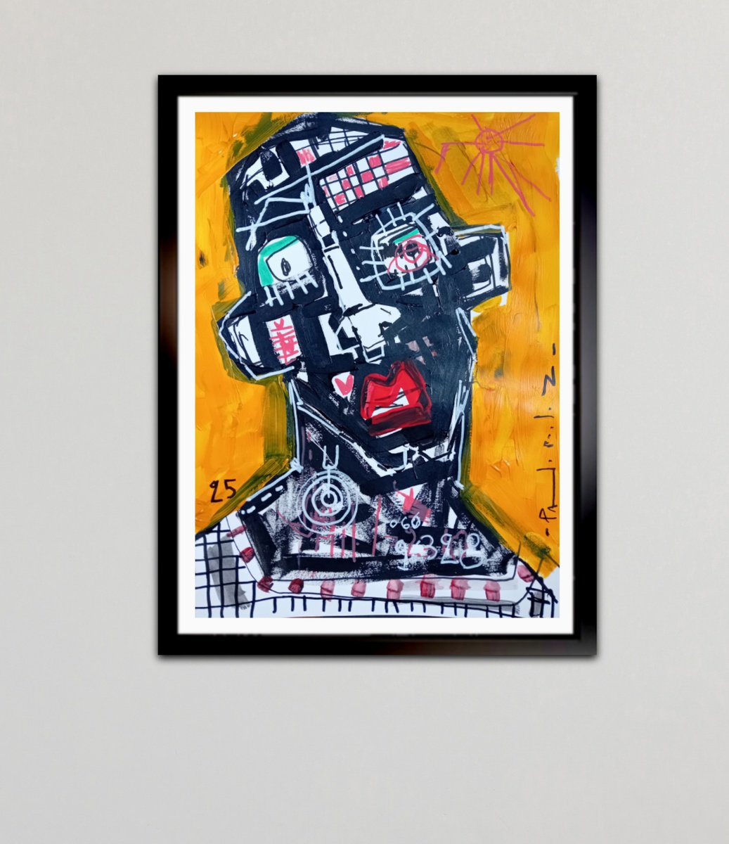 Abstract Portrait Acrylic Painting By Dimitris Pavlopoulos, 12 X 17, Anonimo # 41, Original Artwork