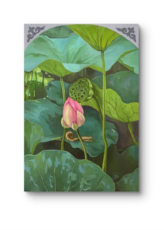 Lotus flower and pod