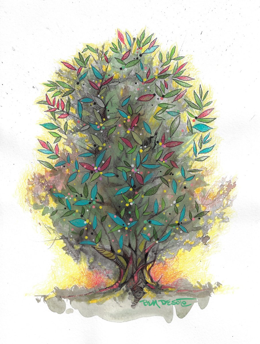 Botanical Painting By Ben De Soto, 9 X 12, Tree Of Hope, Original Artwork