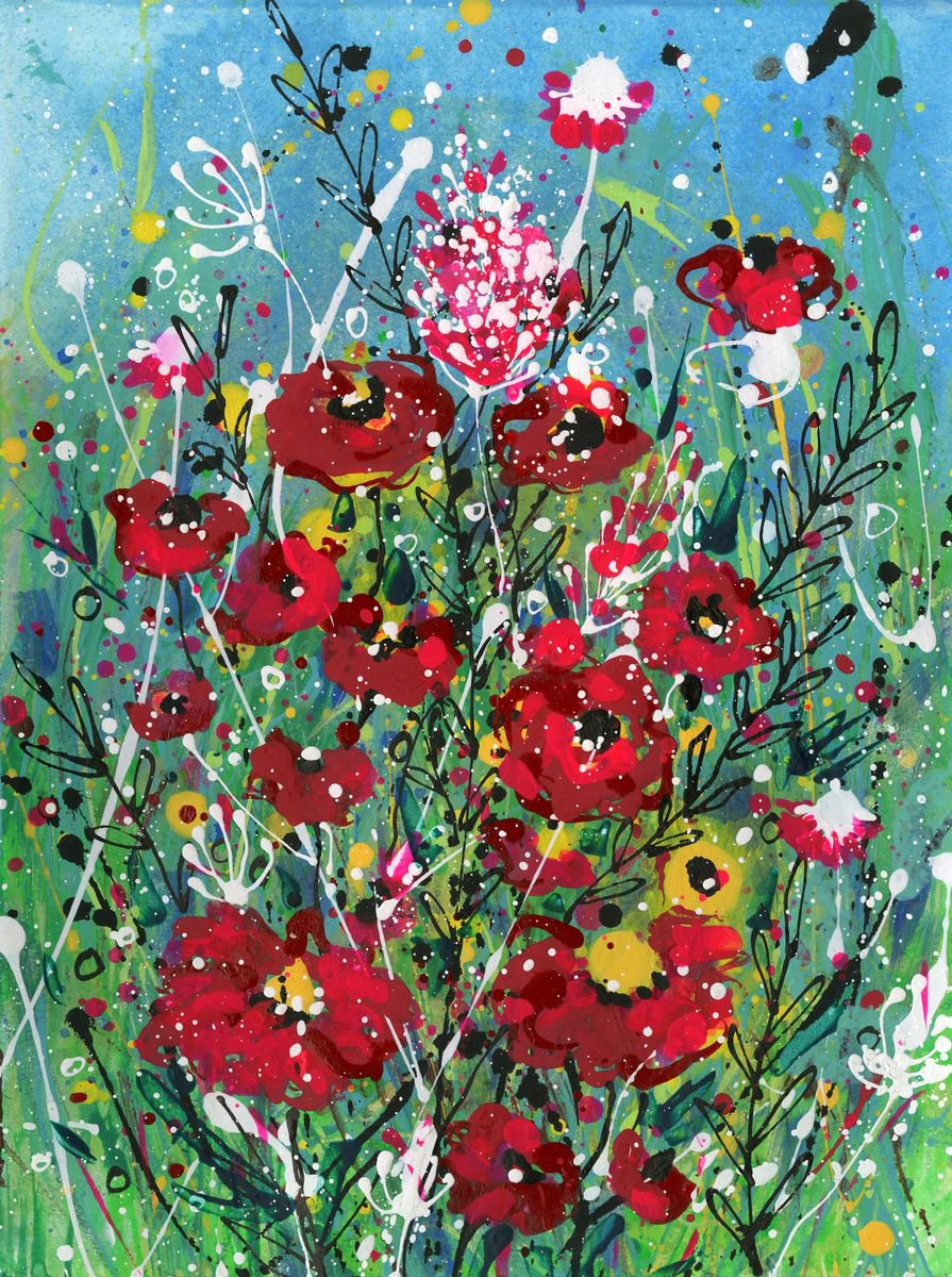 Fairy Meadow 2 -  Abstract Flower Painting  by Kathy Morton Stanion by Kathy Morton Stanion