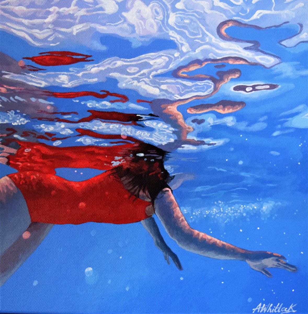 Underneath LIX Miniature swimming painting Acrylic painting by Abi