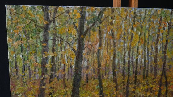 In The Golden Autumn Forest - autumn landscape painting