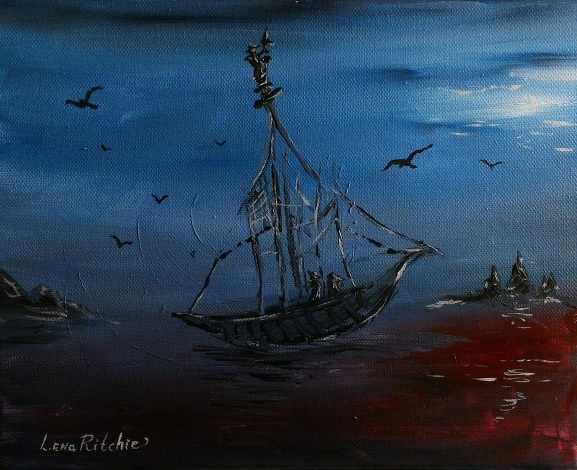 Pirate Ship Acrylic Painting By Lena Ritchie Artfinder