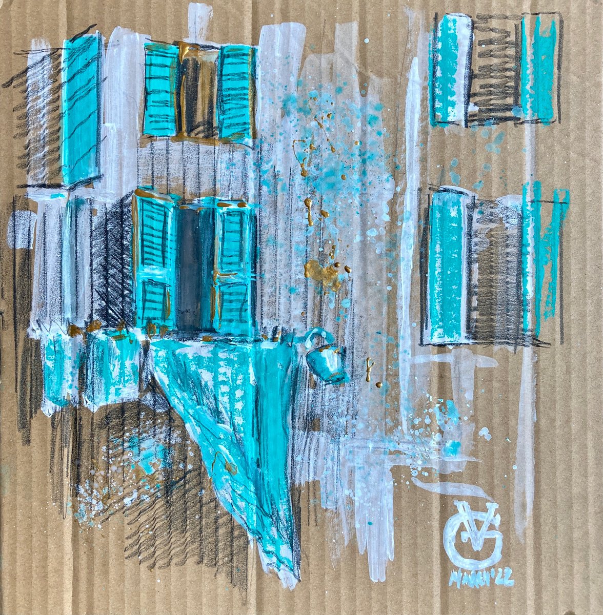 Impressionistic Cityscapes Painting By Valeria Golovenkina, 12 X 12", As Before, Original Artwork