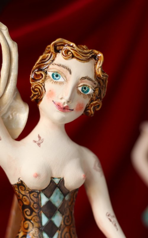 From the Cabaret girls. Girl with a neck tattoo. Wall sculpture by Elya Yalonetski by Elya Yalonetski