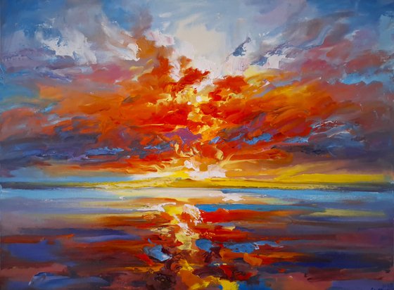 Fiery Glow Over the Silent Sea