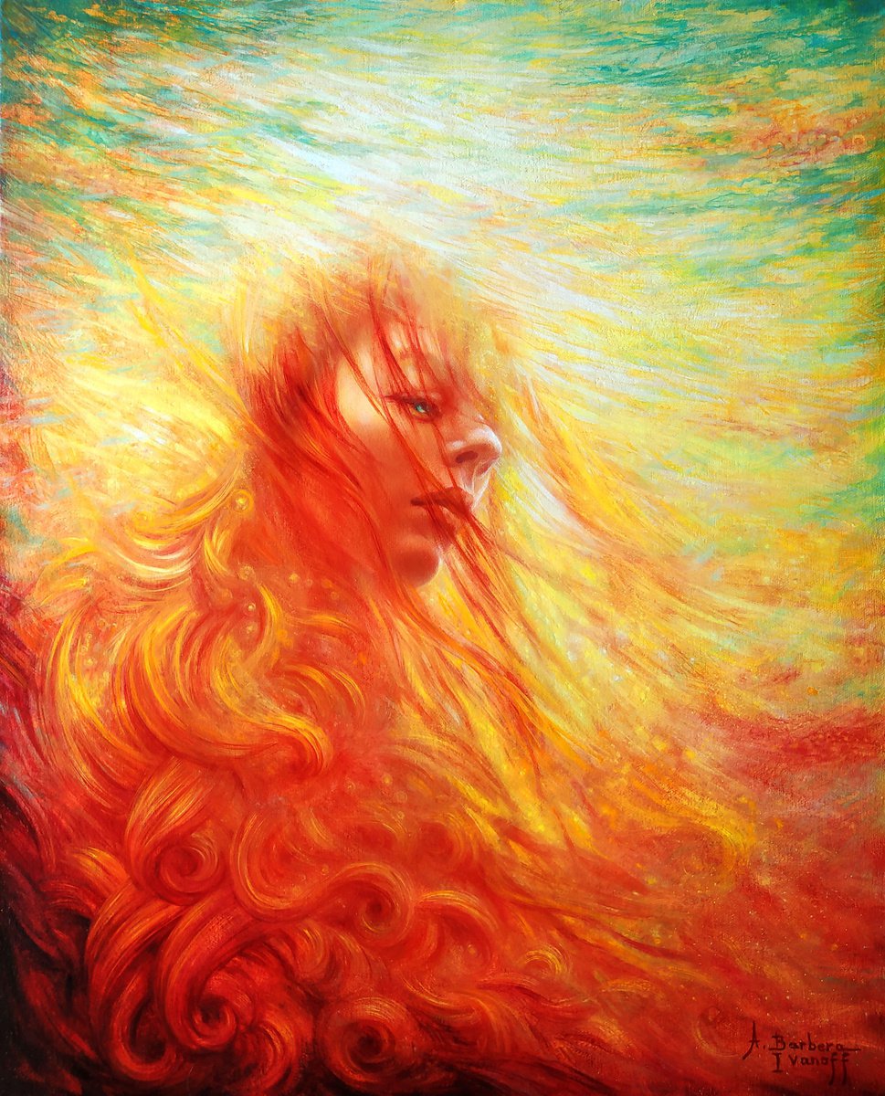 Expressive Portrait Oil Painting By Alexandre Barbera-Ivanoff, 20 X 24, L