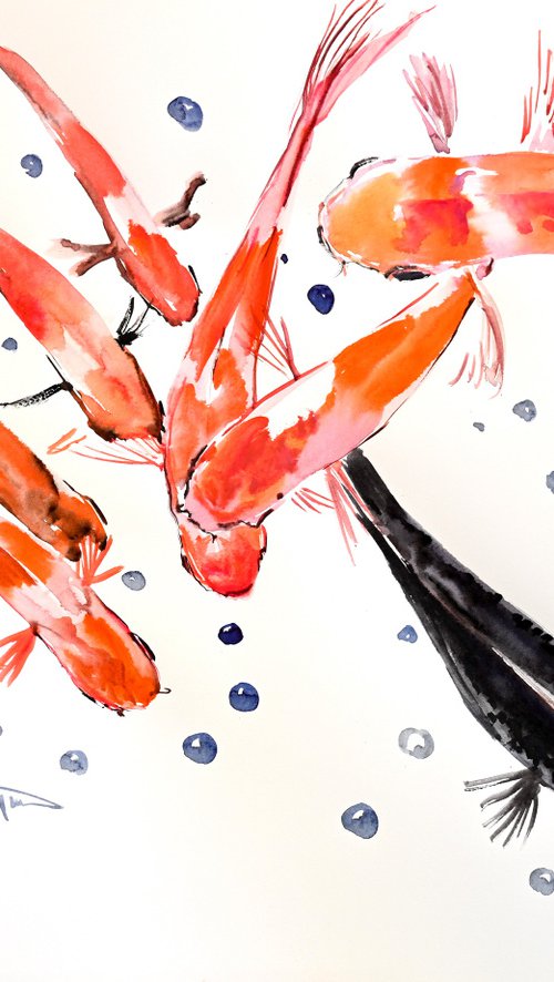 9 Koi Fish painting by Suren Nersisyan