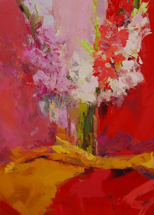 Flowers oil painting " Red Symphony " by Yuri Pysar
