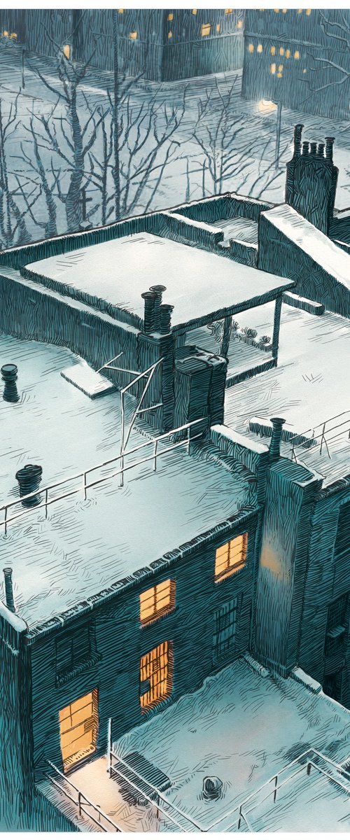 Winter Rooftops - A3 limited edition Giclee print by Daniel Cullen