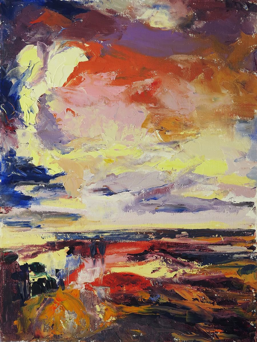 Expressive Landscape Oil Painting By Philippa Headley, 12 X 16", Vivid Light, Original Artwork
