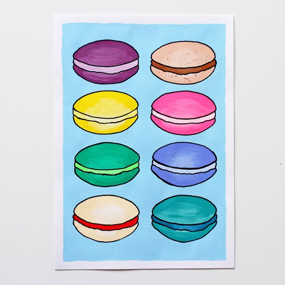 French Macarons - Pop Art Painting On A4 Paper (Unframed)