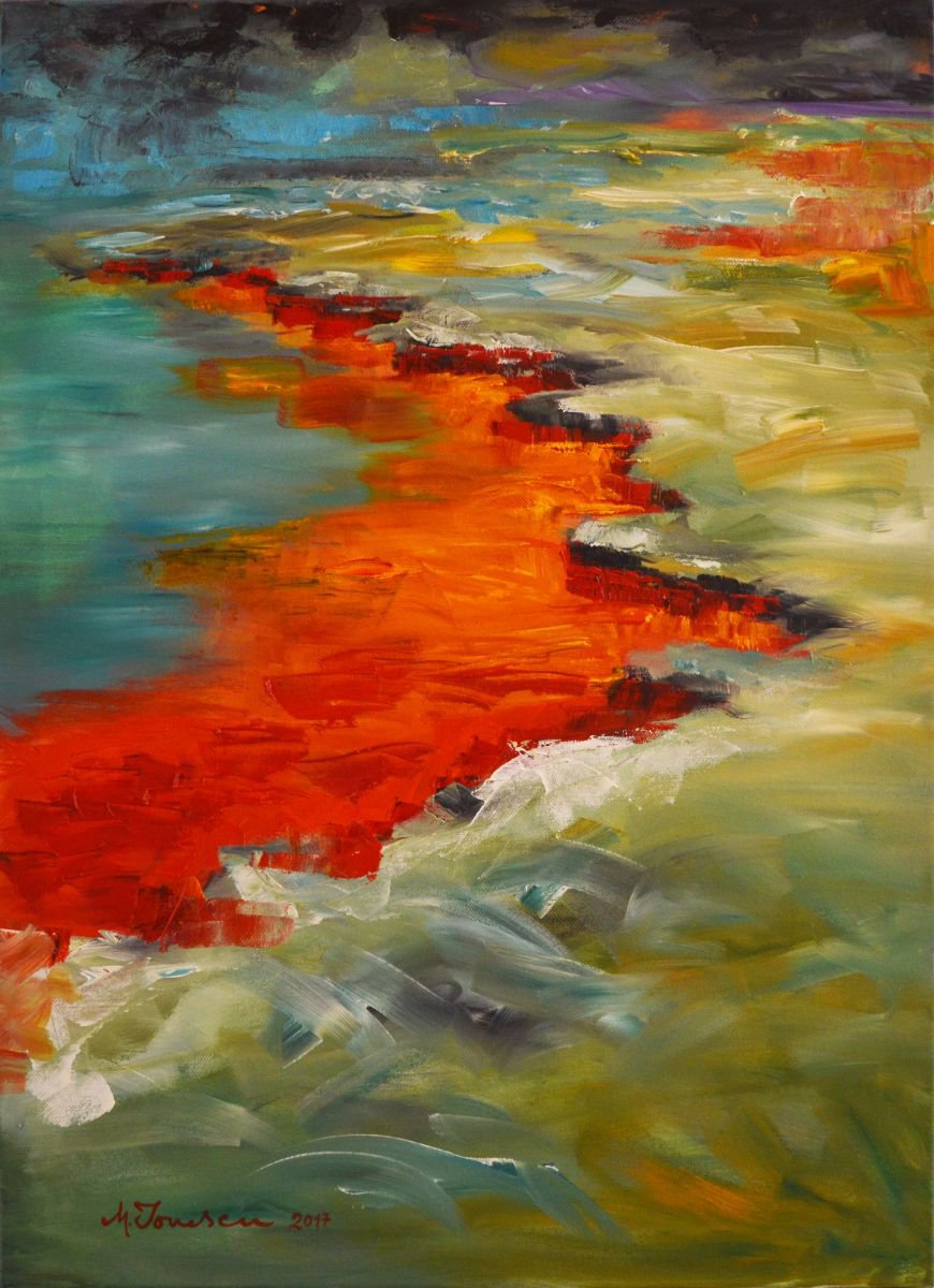 Expressive Landscape Oil Painting By Mihaela Ionescu, 20 X 28", "Adoration Of Nature", Original Artwork