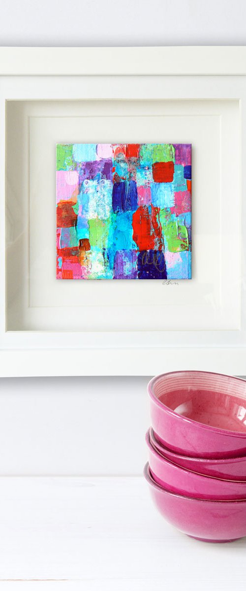 Framed ready to hang mini original abstract #222 by Carolynne Coulson