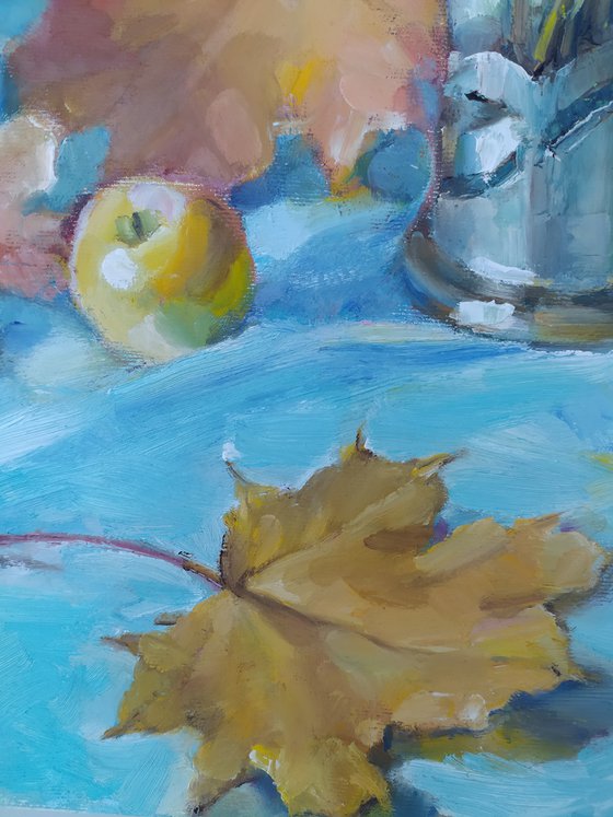 Flowers and apples