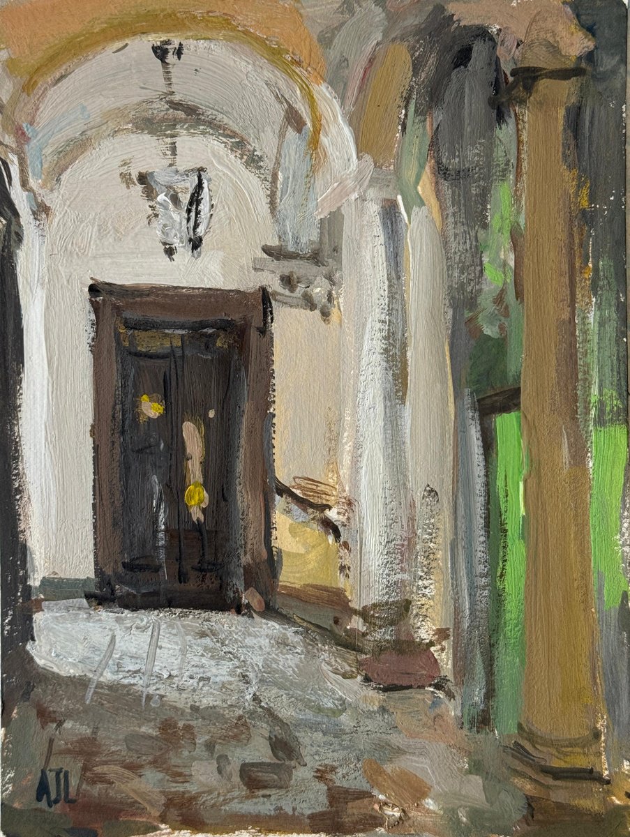 Impressionistic Cityscapes Painting By Alex James Long, 6 X 8, A Palazzo In Turin, Italy, Original Artwork