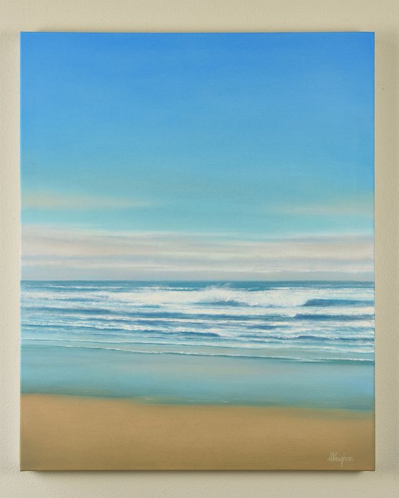 Wind Blown Surf - Blue Sky Seascape