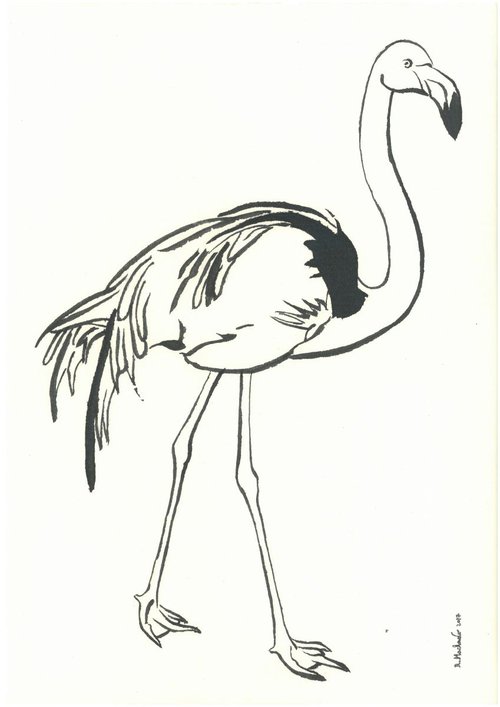 Flamingo I Animal Drawing by Ricardo Machado