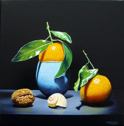 Clementines with Chinese tea cup by Jean-Pierre Walter