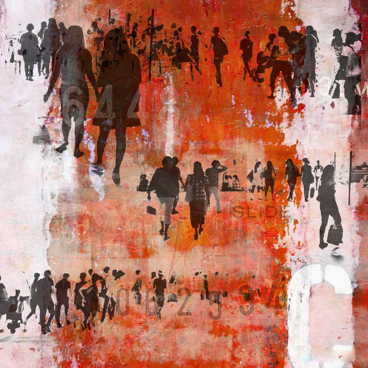 Abstract Cityscapes Photograph By Sven Pfrommer, 47 X 47", Human Crowd I, Original Artwork
