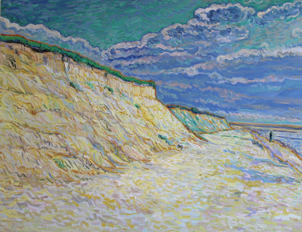 Impressionistic Landscape Oil Painting By Nigel Dickerson, 36 X 28", Covehithe Beech, Suffolk, Original Artwork