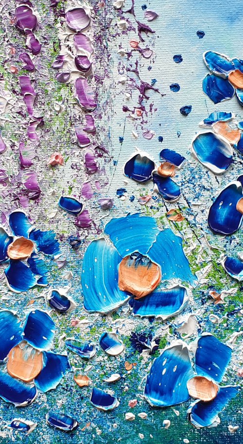 "Cool Blue Flowers in Love" by Phil Broad