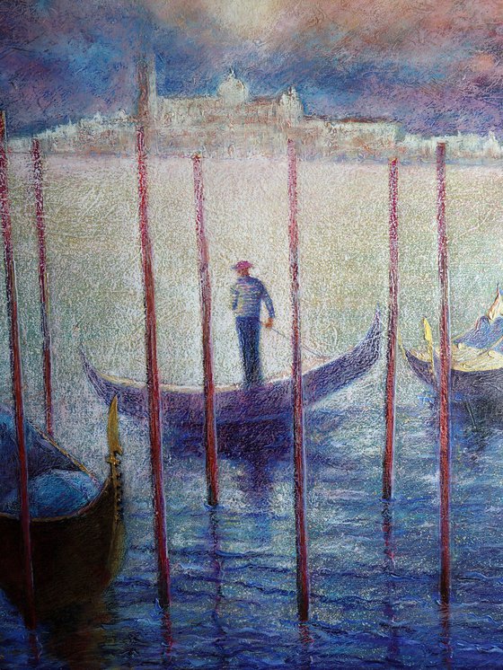 Venetian Golden Gondolas: linen, oil