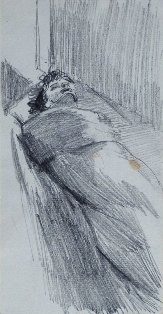 Woman in Bed, 11x21 cm