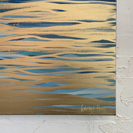 Golden Current - 152 x 101 cm - metallic gold paint and acrylic on canvas