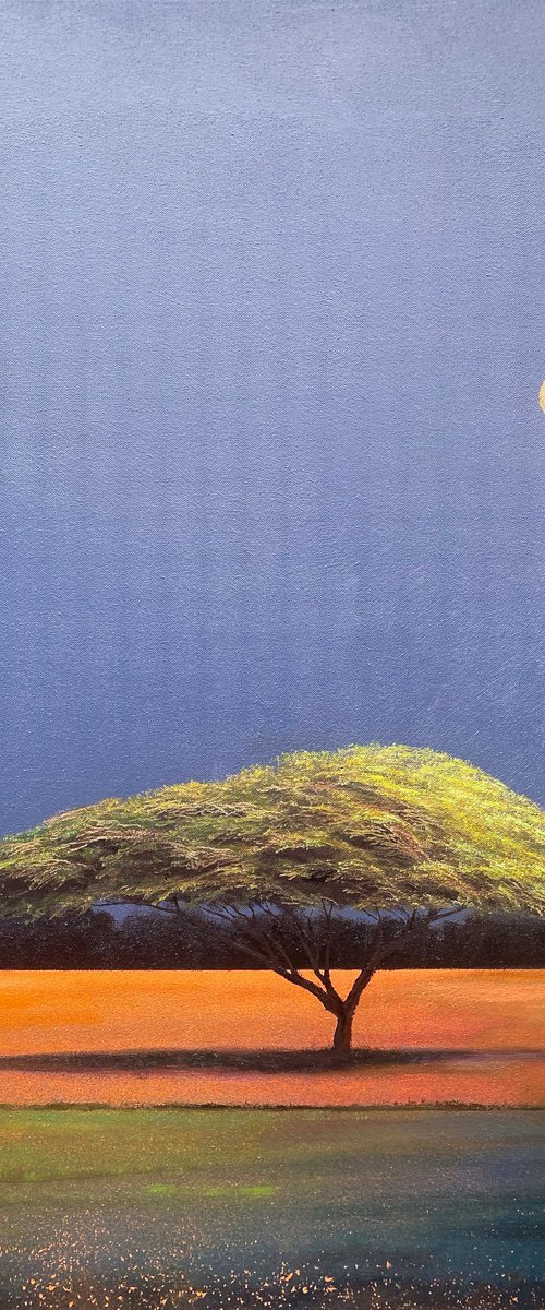 "Acacia Tree in a Surreal Landscape III" Large landscape Oil Painting by Simon Jones