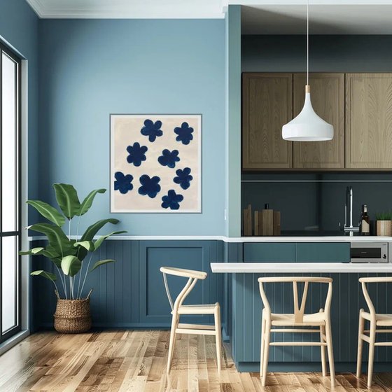 Blue Florals in Serene Space