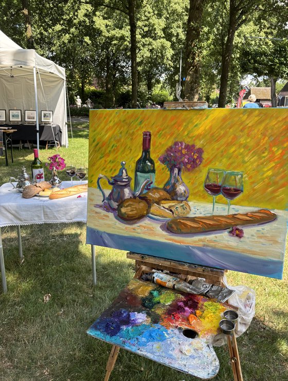 French Feast: Wine, Cheese, and Flowers