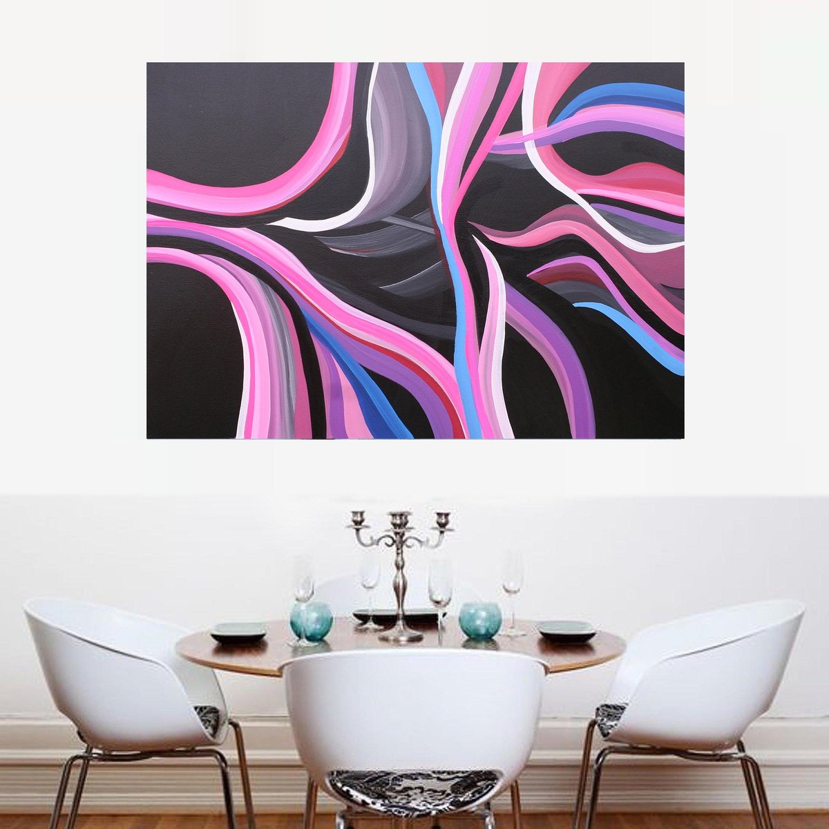 Organic Abstract Acrylic Painting By Susan Wooler, 39 X 28", Lets Party, Original Artwork