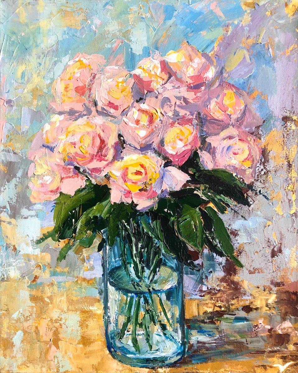 Roses in vase by Olga Kholodova