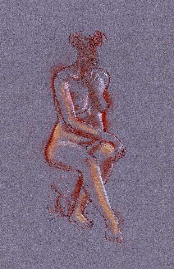 Nude seated with legs crossed