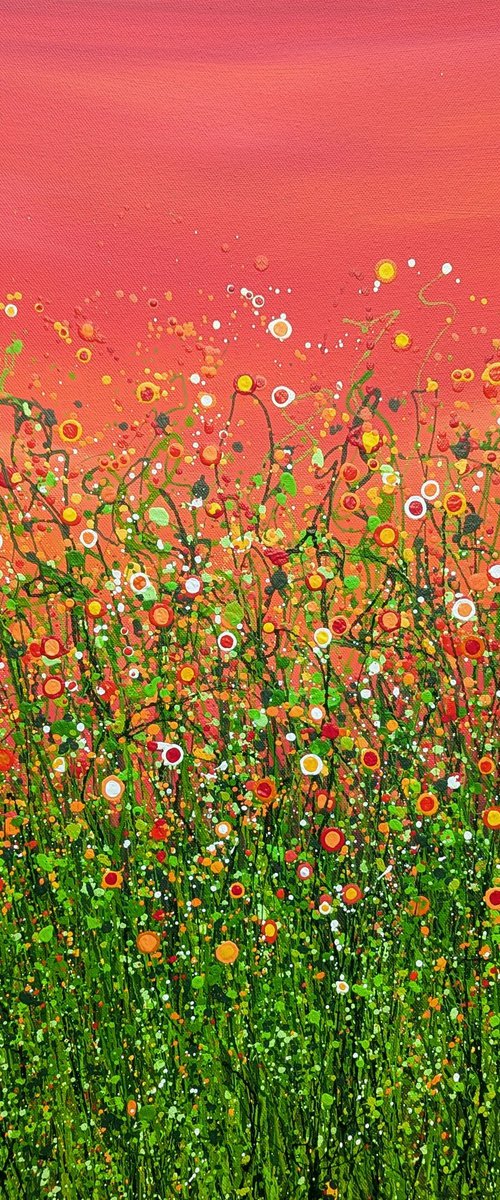 Popping Red Sky Meadows #2 by Lucy Moore