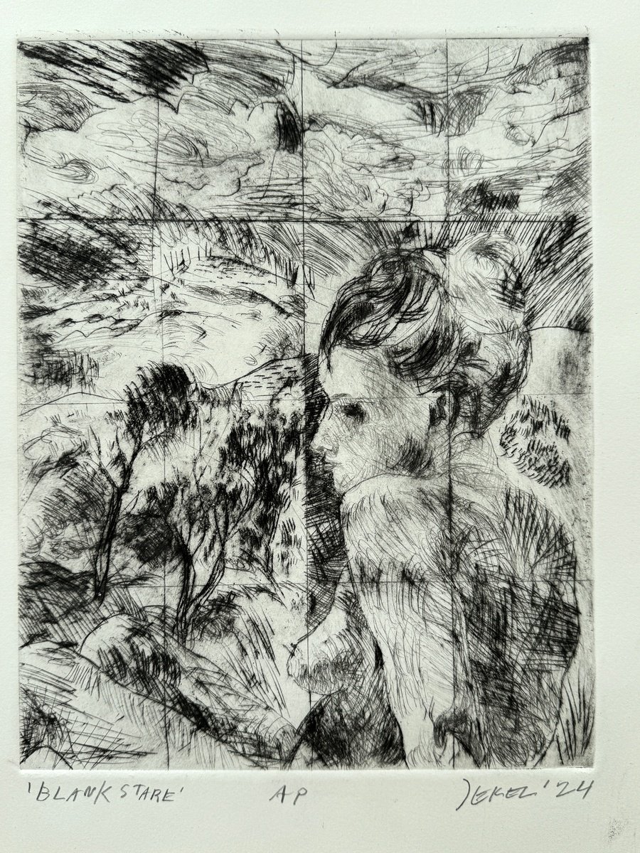 Impressionistic Etchings & Engravings , Blank Stare Etching By Darren Jekel, 11 X 14, Artwork For Sale On Artfinder