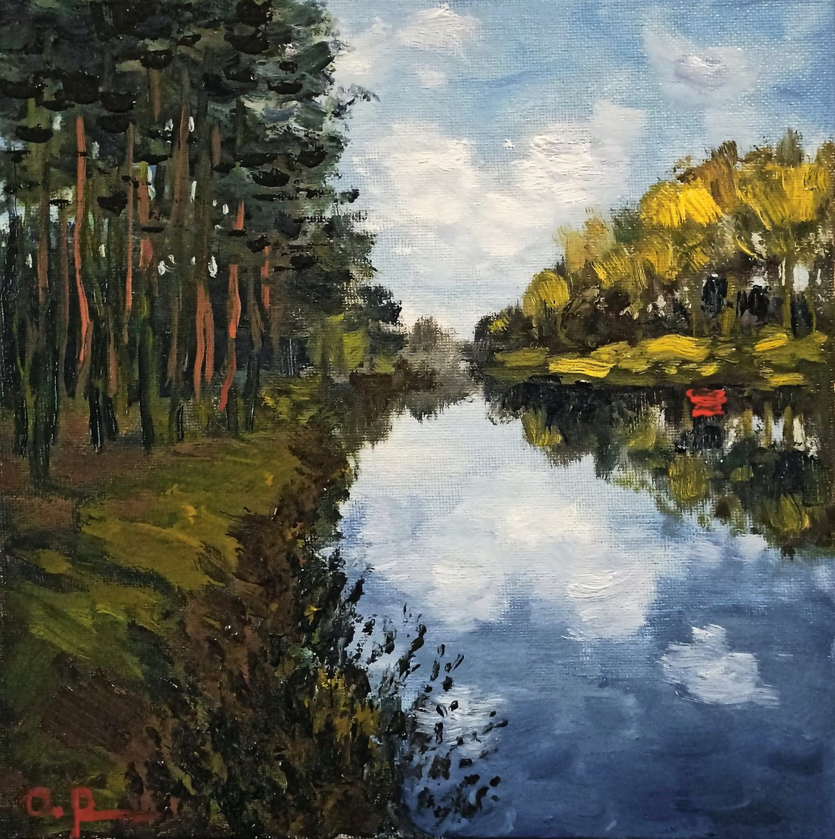 Impressionistic Landscape Oil Painting By Oleh Rak, 10 X 10", Summer Motif, Original Artwork
