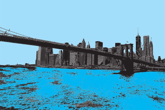 Brooklyn Bridge 2 NY on blue