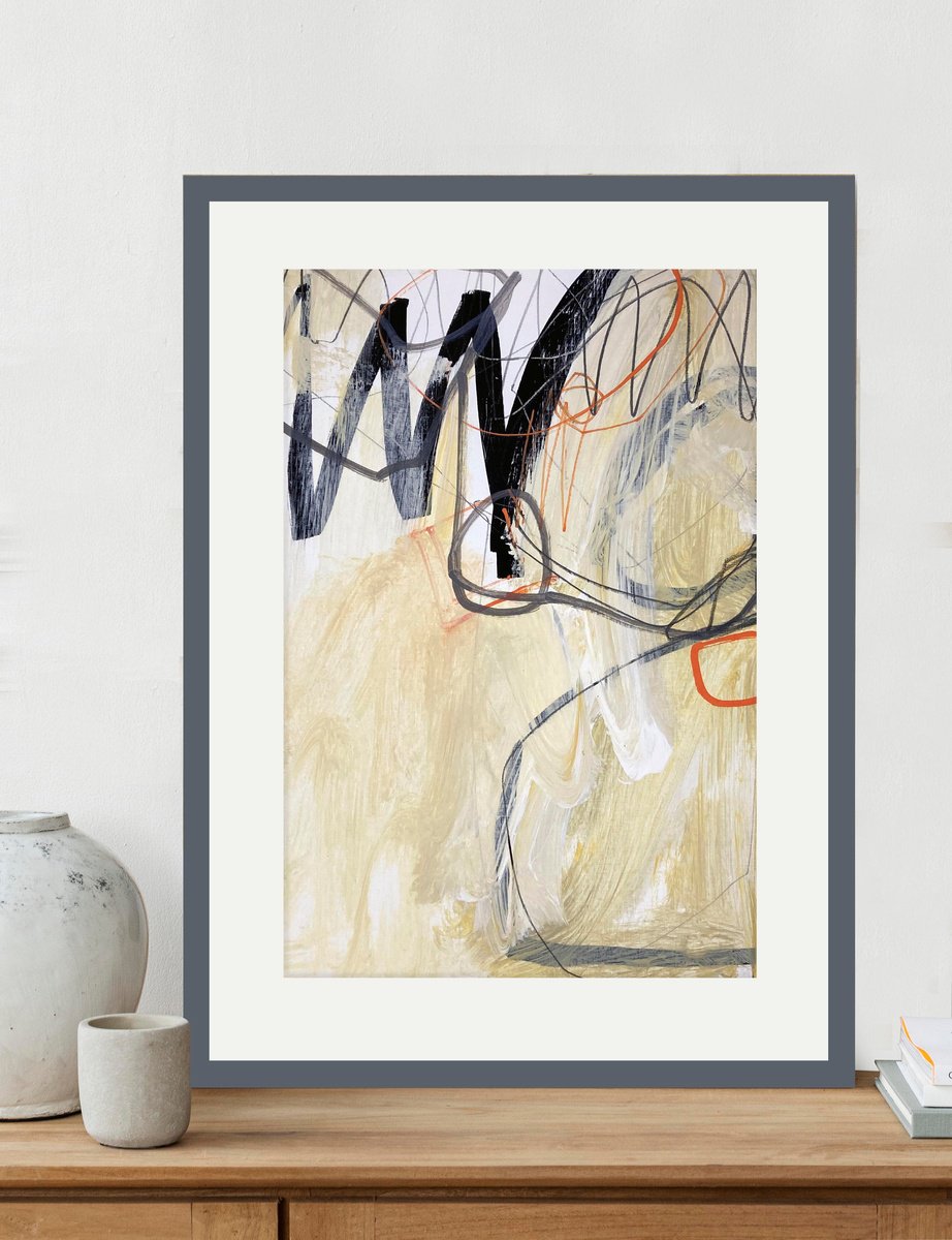 Expressive Abstract Acrylic Painting By Adrian Bradbury, 17 X 22, Wave Motion 3, Original Artwork