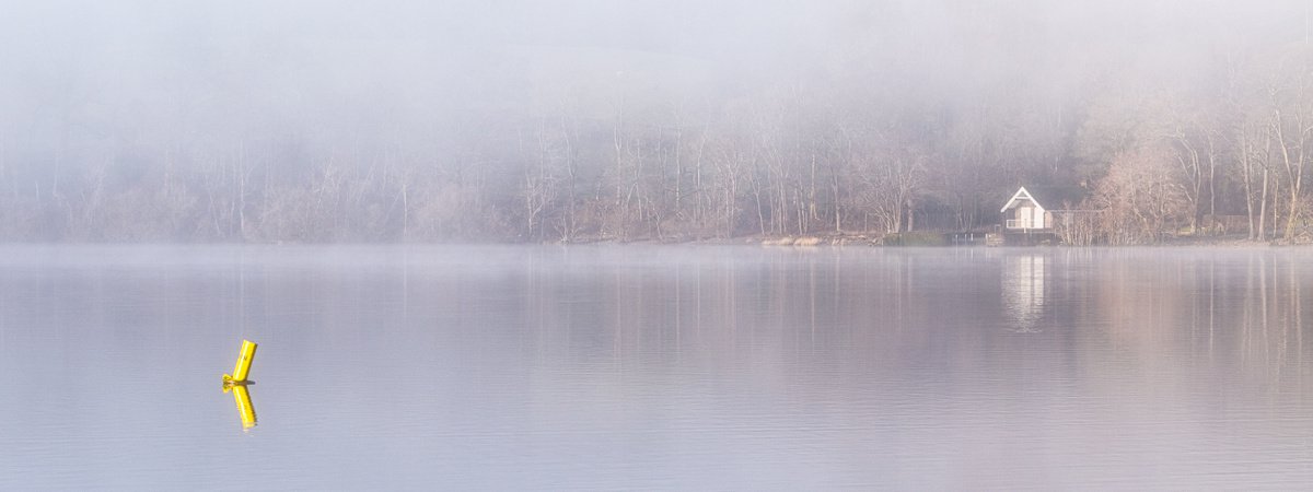 Photorealistic Photograph , Ullswater Lake Boathouse In The Mist By Paul Nash, 32 X 12, Artwork For Sale On Artfinder