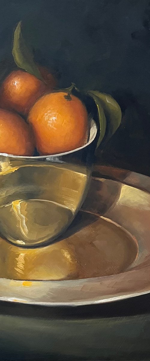 Kumquats in a gold bowl by Susie Cornwall