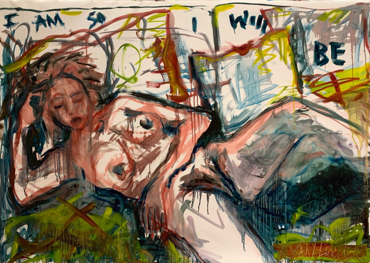 Expressive Portrait Oil Painting By Ryan Louder, 64 X 48", I Am So I Will Be 3, Original Artwork