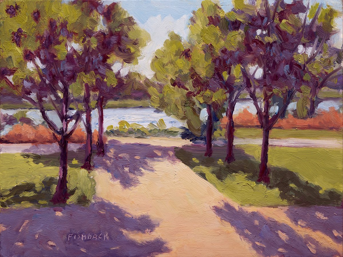 Impressionistic Landscape Oil Painting By Daniel Brian Fishback, 8 X 6, Cliff Cave Park In Sunlight, Original Artwork