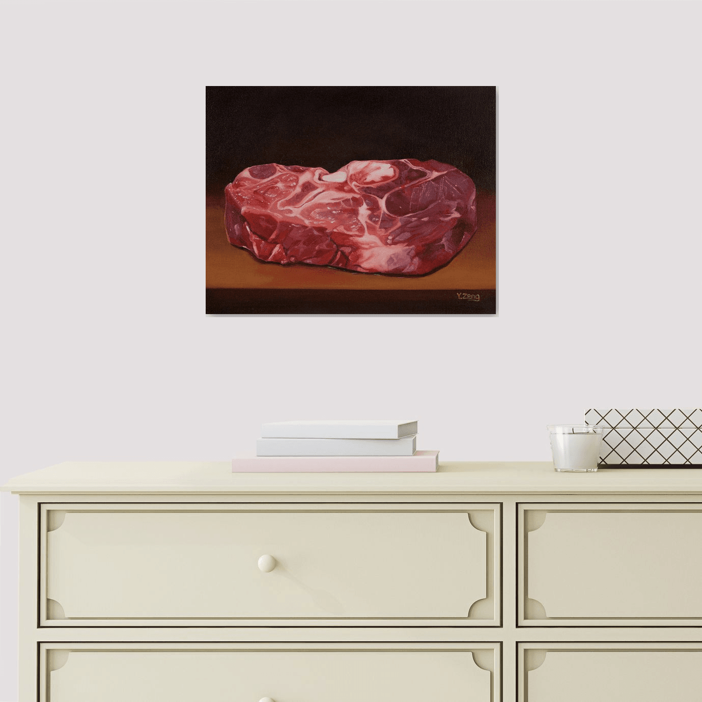 Raw steak still life Oil painting by Yue Zeng