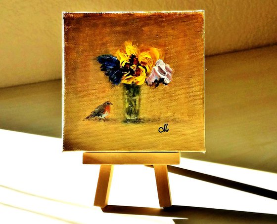 Happy Mini Art # 7/gift idea/free shipping in USA for any of my artworks