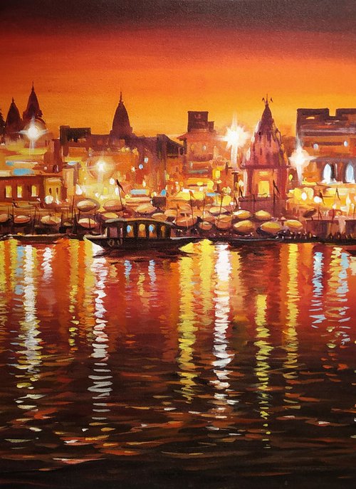 Beauty Of Evening Ganges In Varanasi by Samiran Sarkar