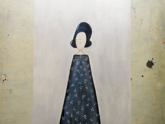 The Lady in dark blue dress