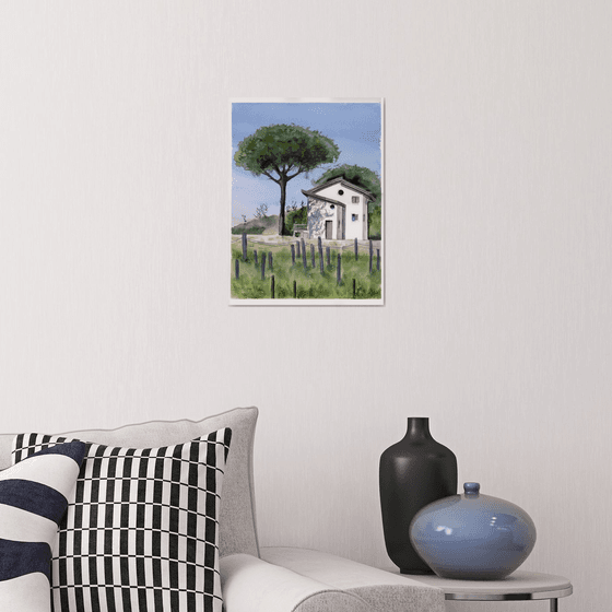 Captivating Italy: Stone Pine And White Small Houses