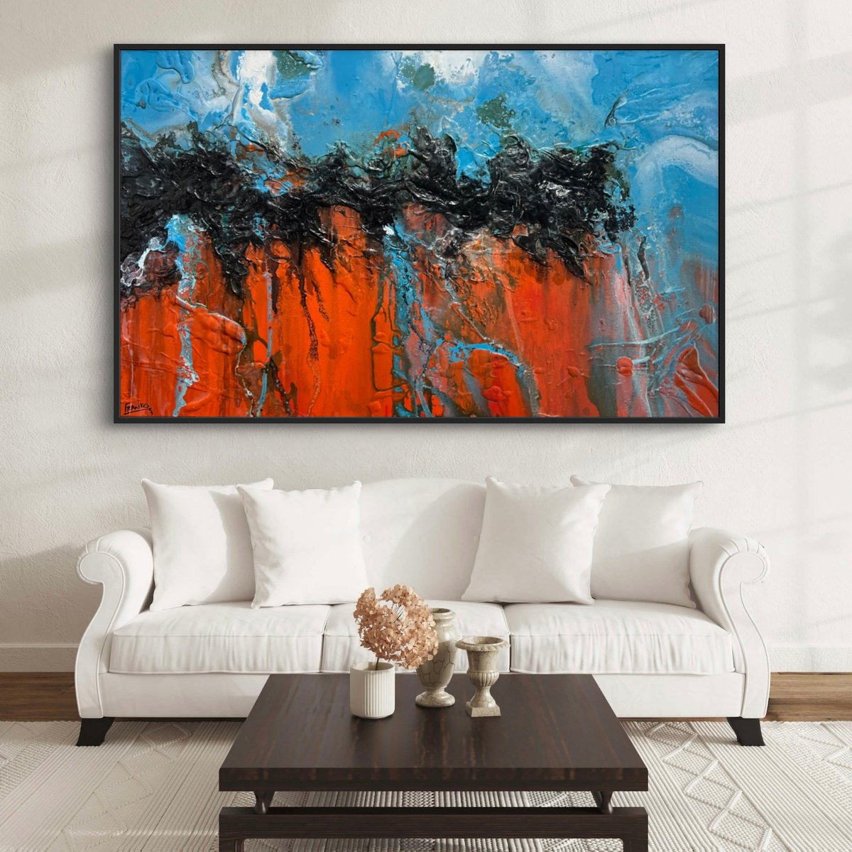 Abstract Acrylic Painting By Franko, 63 X 39, Outback Stay, Original Artwork